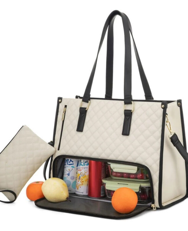 The Violette 2 in 1 Insulated Lunch Tote Bag Detail – La Rose Couture Handbags & Clutches
