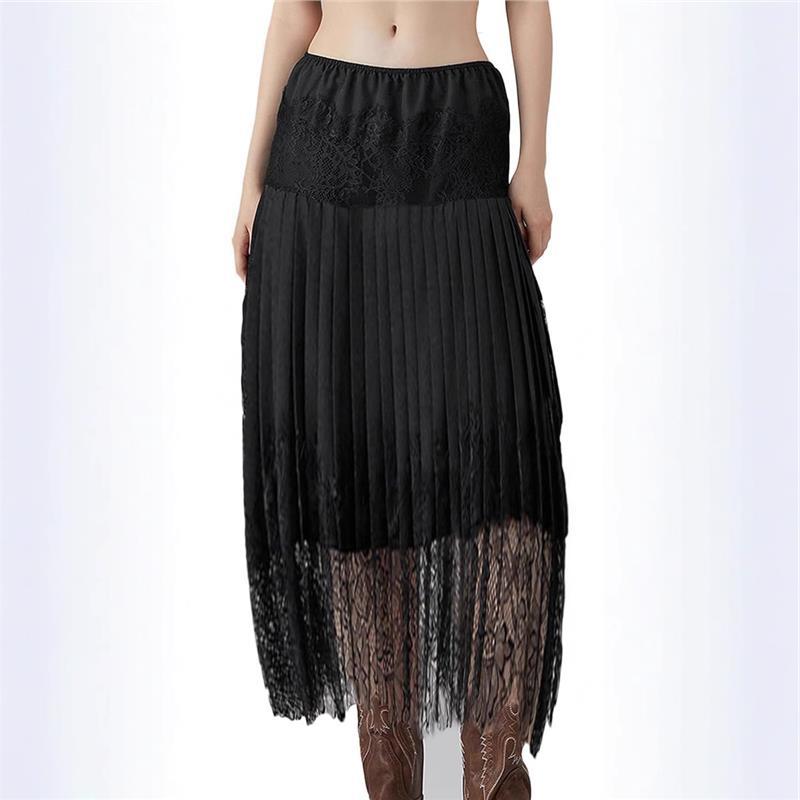 Womens Lace Mini Skirt Y2K Ruched Layered Pleated Skirt - Image 5