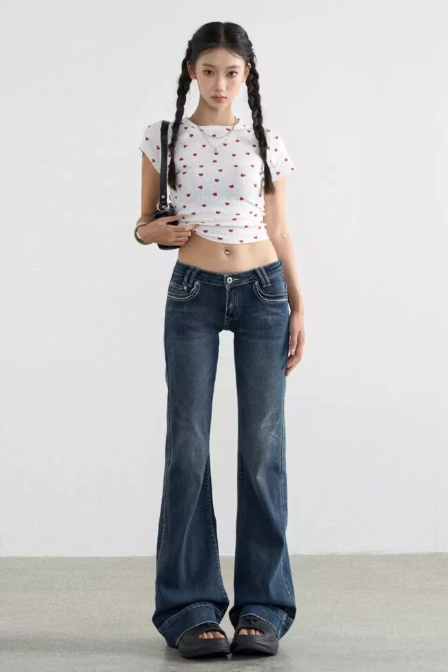 The Capucine Vintage Washed Flared Jeans – La Rose Couture Trousers & Skirts