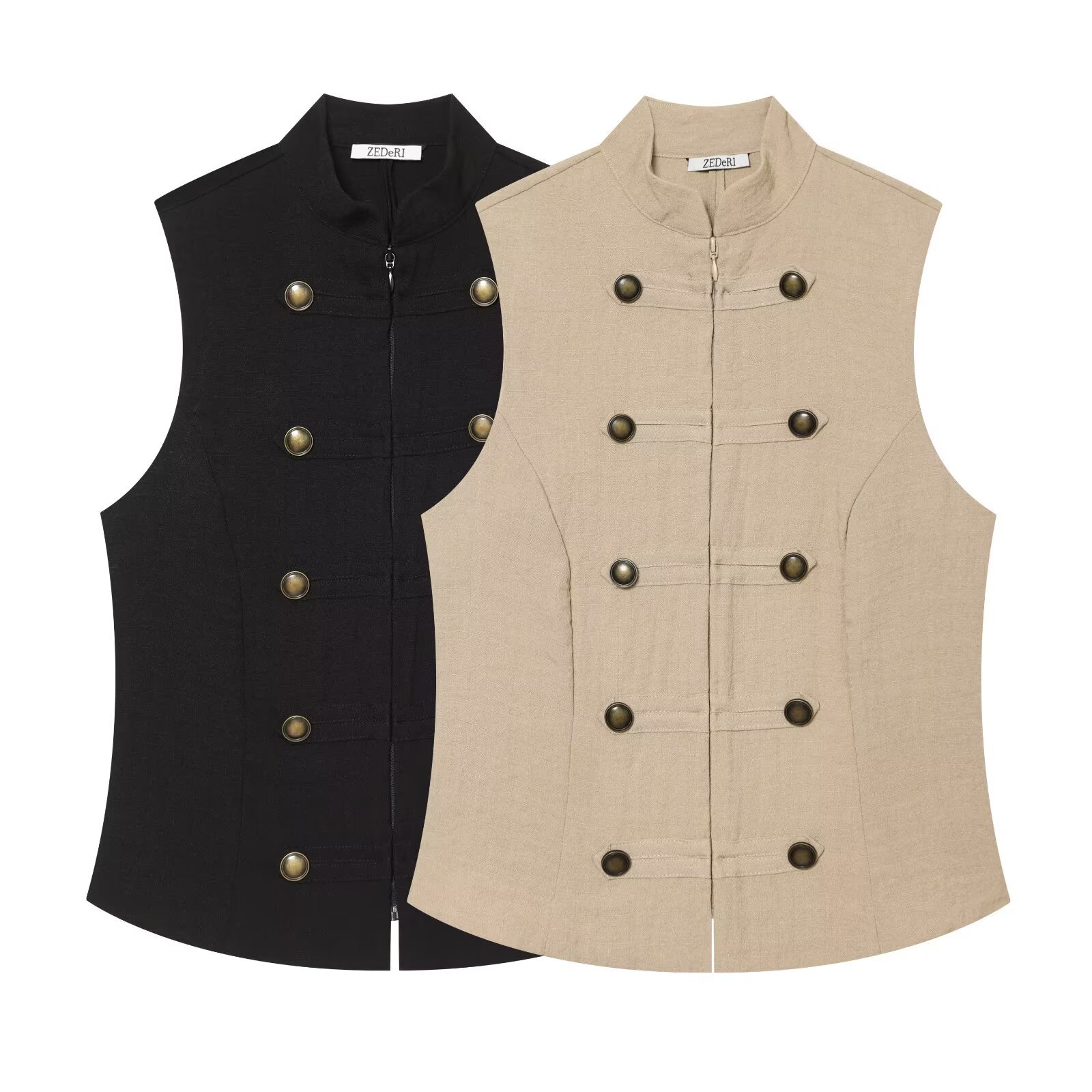 Sleeveless Double-Breasted Shirt