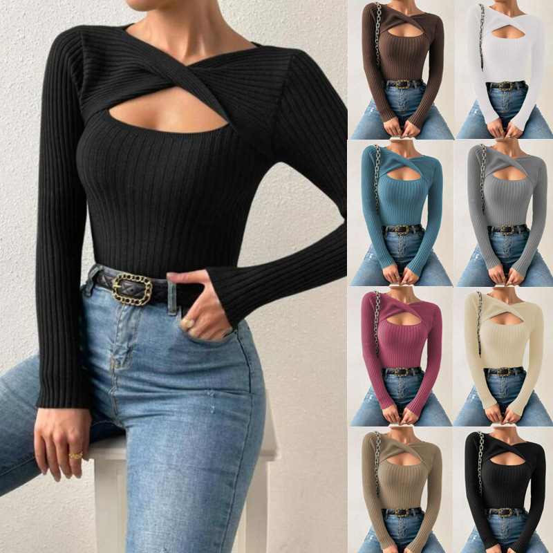 hollow pullover knitted sweater top