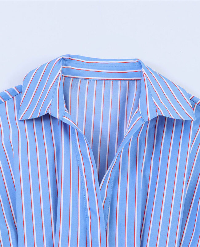 The Tatiana Loose Pleated Striped Shirt Detail – La Rose Couture Dresses & Gowns