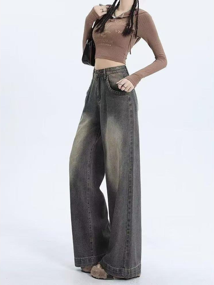 gradient wide-leg floor-length jeans for women - Image 4