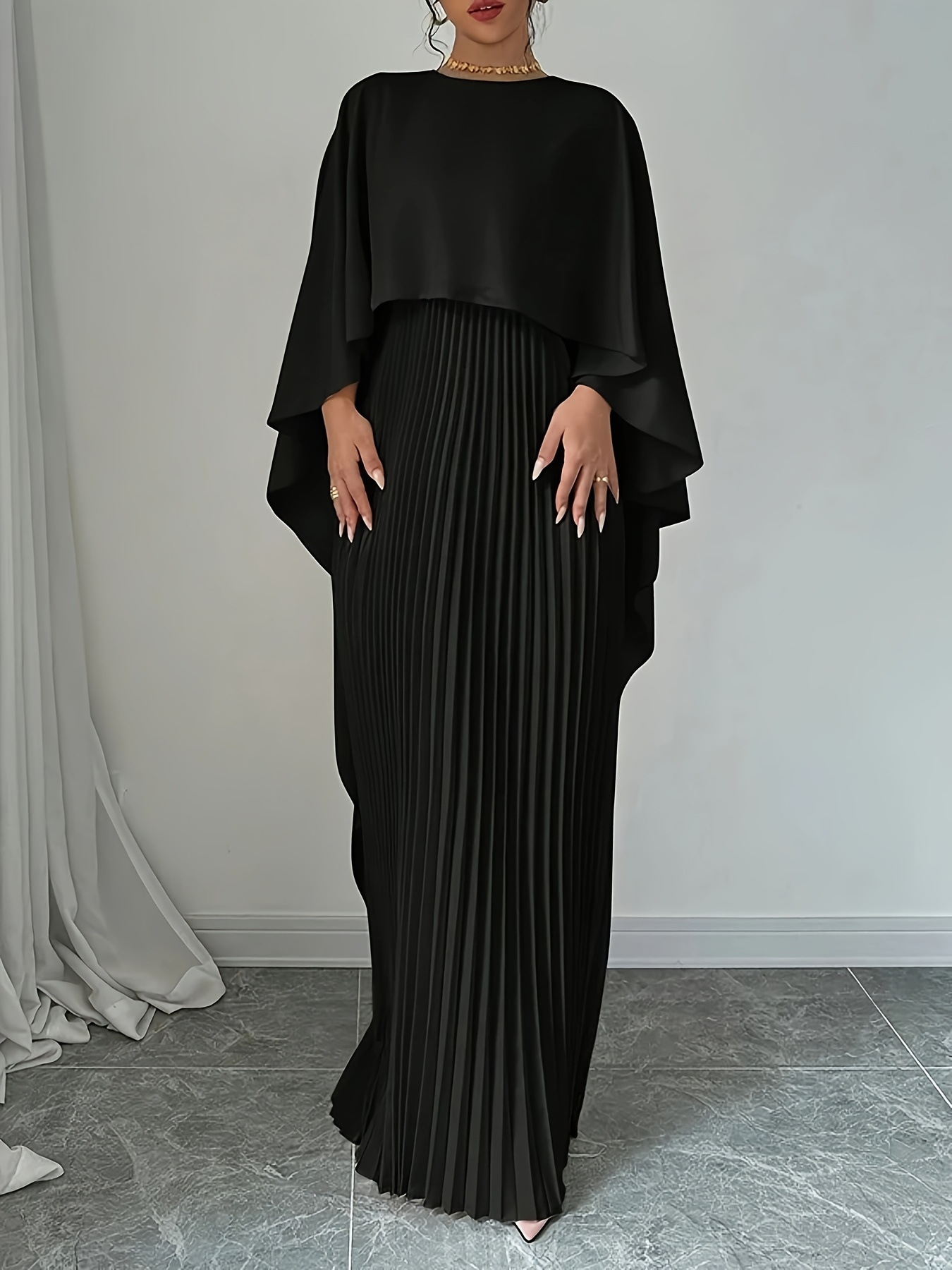 Elegant Bat-Sleeve Asymmetrical Dress - Image 5