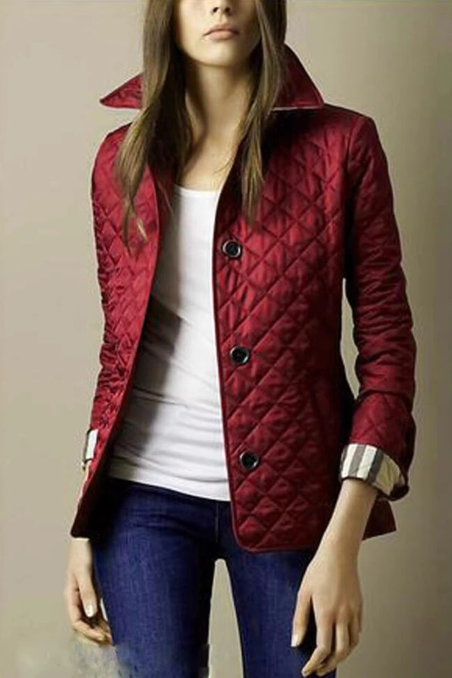 The Amelie Slim Fit Quilted Jacket with Lapel Collar – La Rose Couture Coats & Jackets