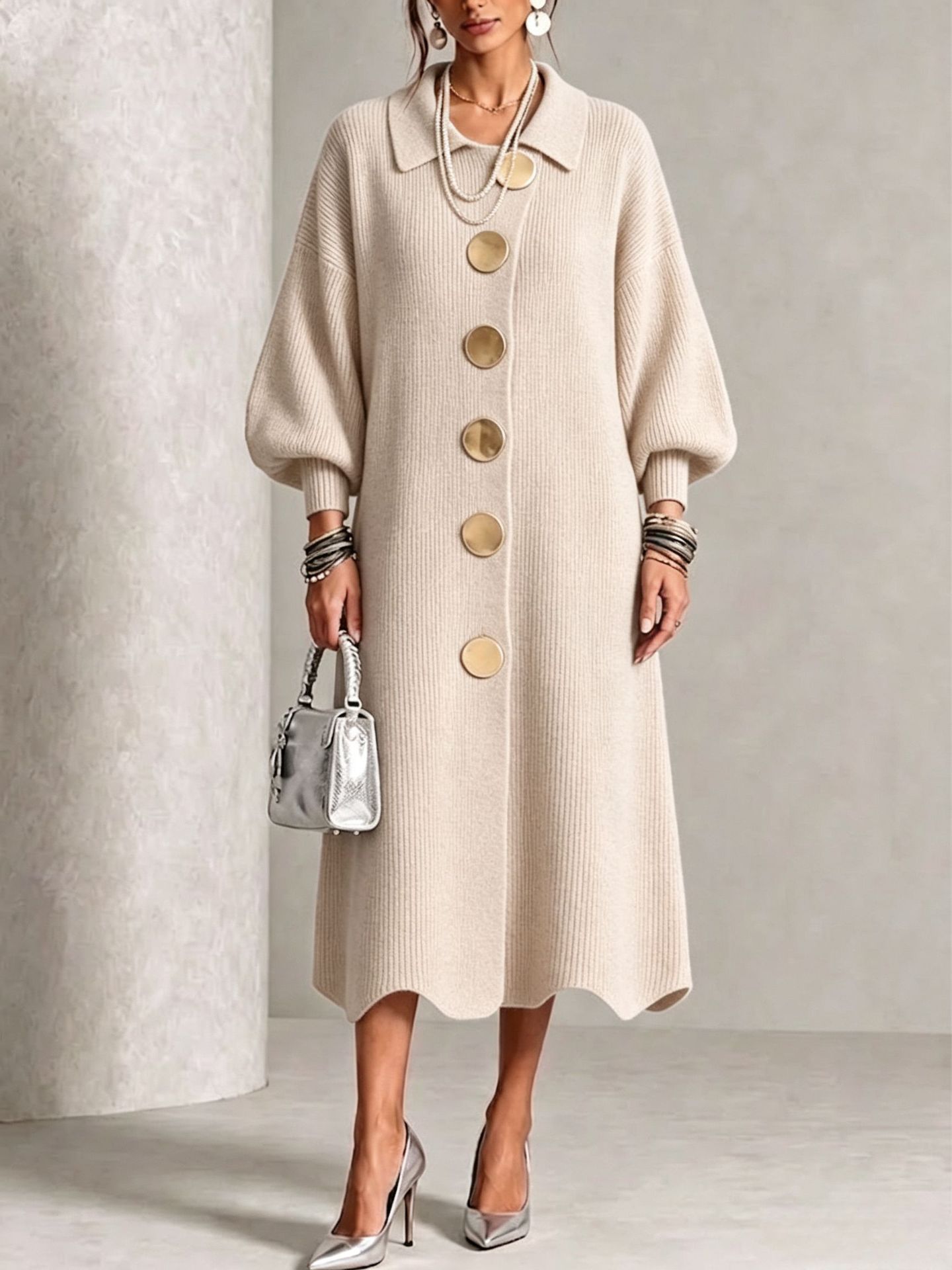 knitted dress with metal buttons - Image 5