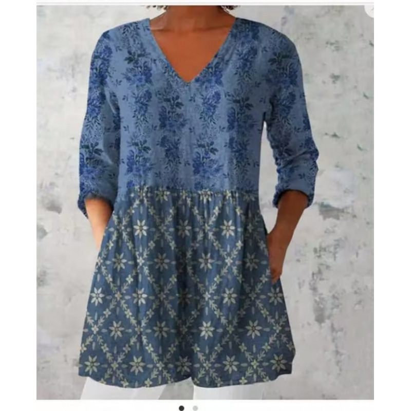 V-neck loose print dress - Image 2