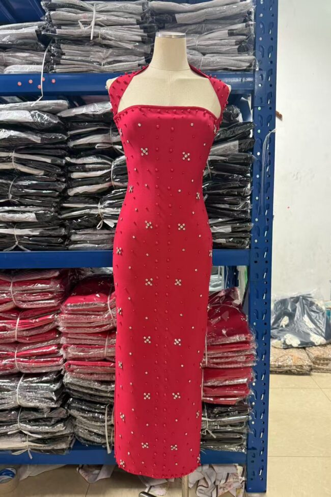 The Vivienne Sexy Halterneck Pearl Bandage Bodycon Dress Detail – La Rose Couture Dresses & Gowns