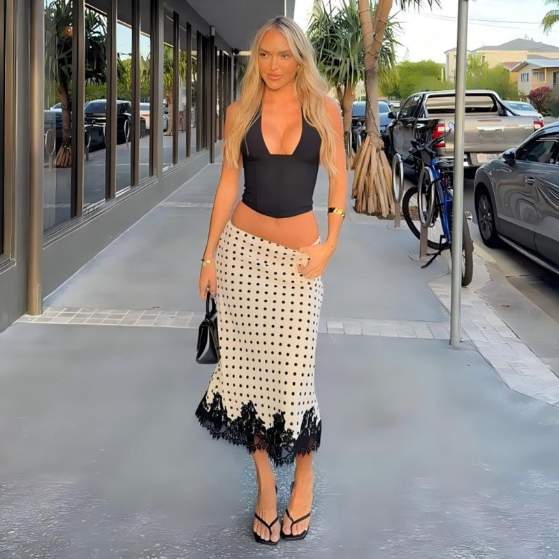 Womens Lace Polka Dot Straight Skirt - Image 3