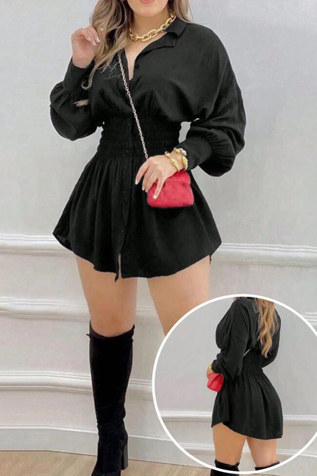 The Maelys Pleated Shirt Dress Long Sleeve – La Rose Couture Dresses & Gowns