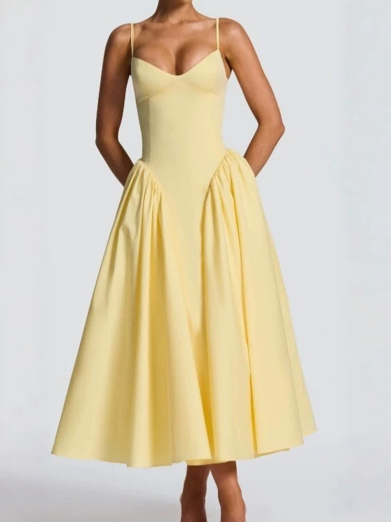 French Style Strappy Smocked Waist Dress - Image 3