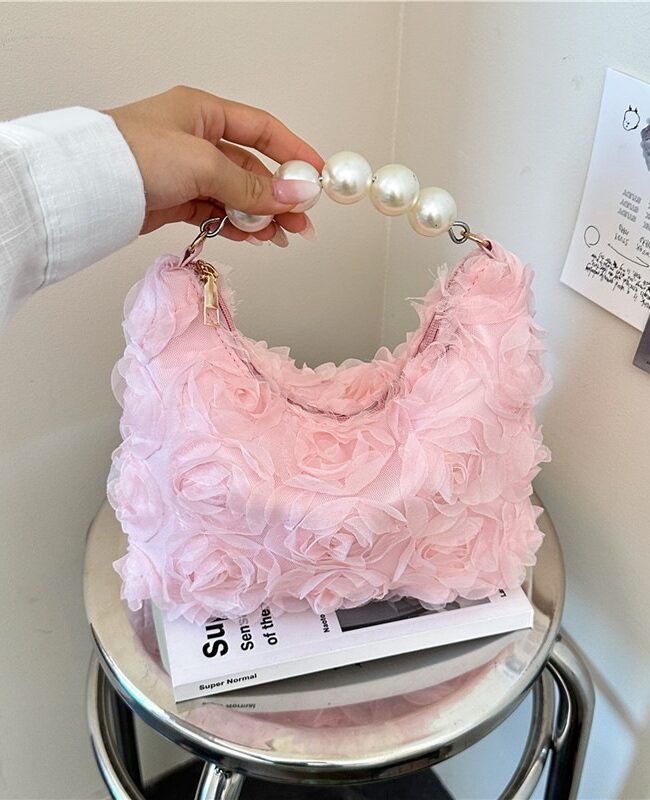 The Chloe Beaded Lace Evening Shoulder Bag Detail – La Rose Couture Handbags & Clutches