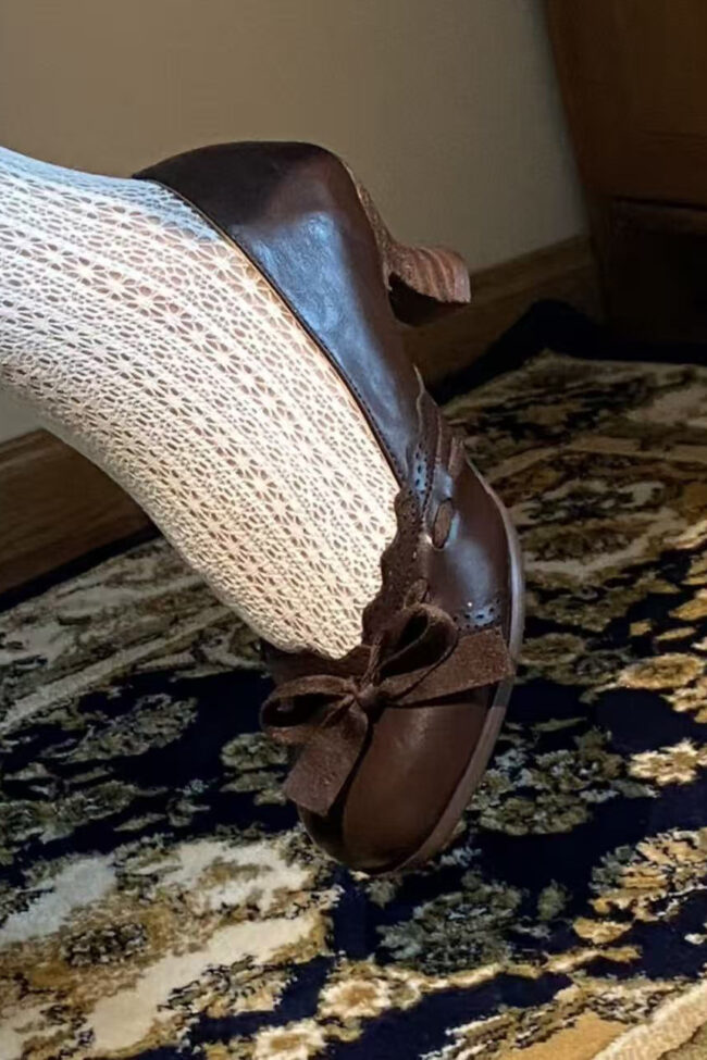 The Lucile Fine Heels with Bow Ties Paired with a Skirt Are a Perfect Match for a Simple Open Toe Sandal Detail – La Rose Couture Shoes & Footwear