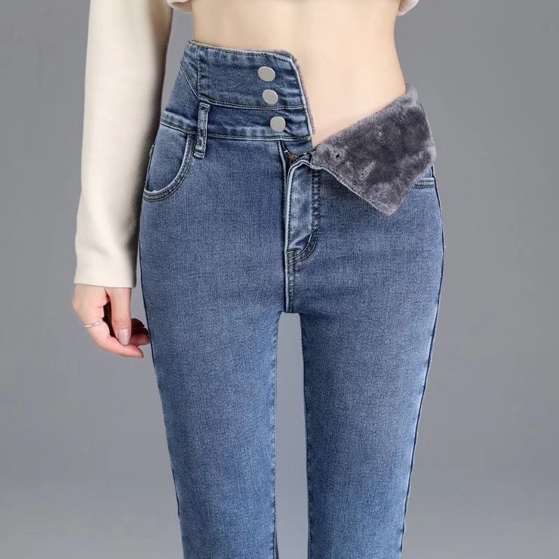 Womens High Waist Fleece Lined Pencil Pants - Image 2
