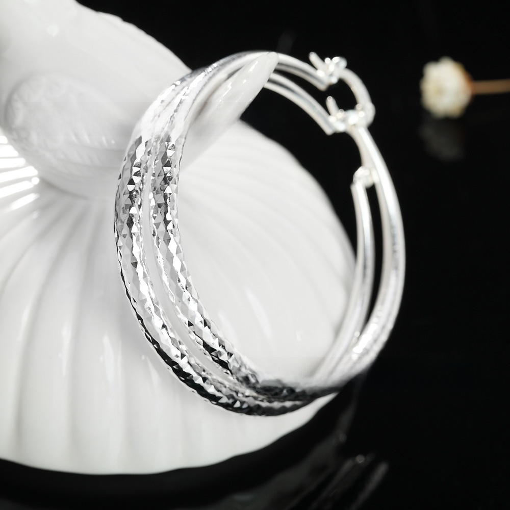 Large Hoop Earrings Silver-Plated Simple Jewelry