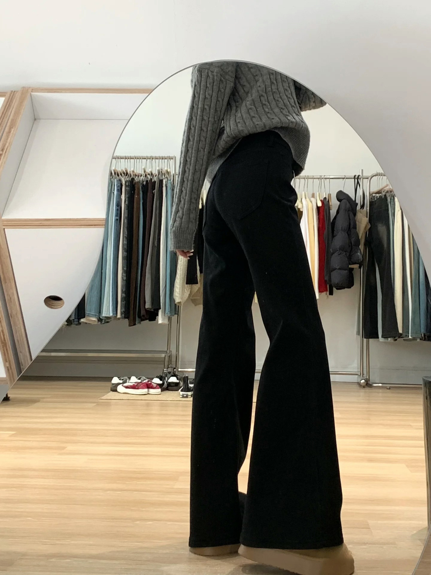 Womens High Waist Flared Cotton Pants - Image 4