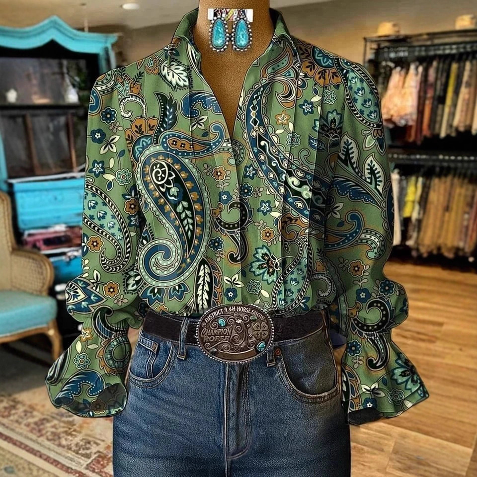 Women's Bell Sleeve 3D Print Shirt - Image 4