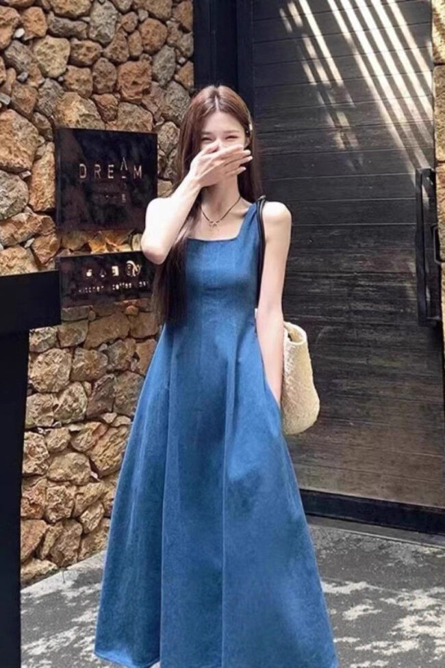 The Justine Denim Dress Detail – La Rose Couture Dresses & Gowns