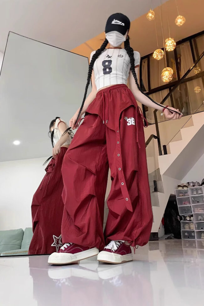 The Alix Wide Leg Dance Cargo Pants Detail – La Rose Couture Trousers & Skirts