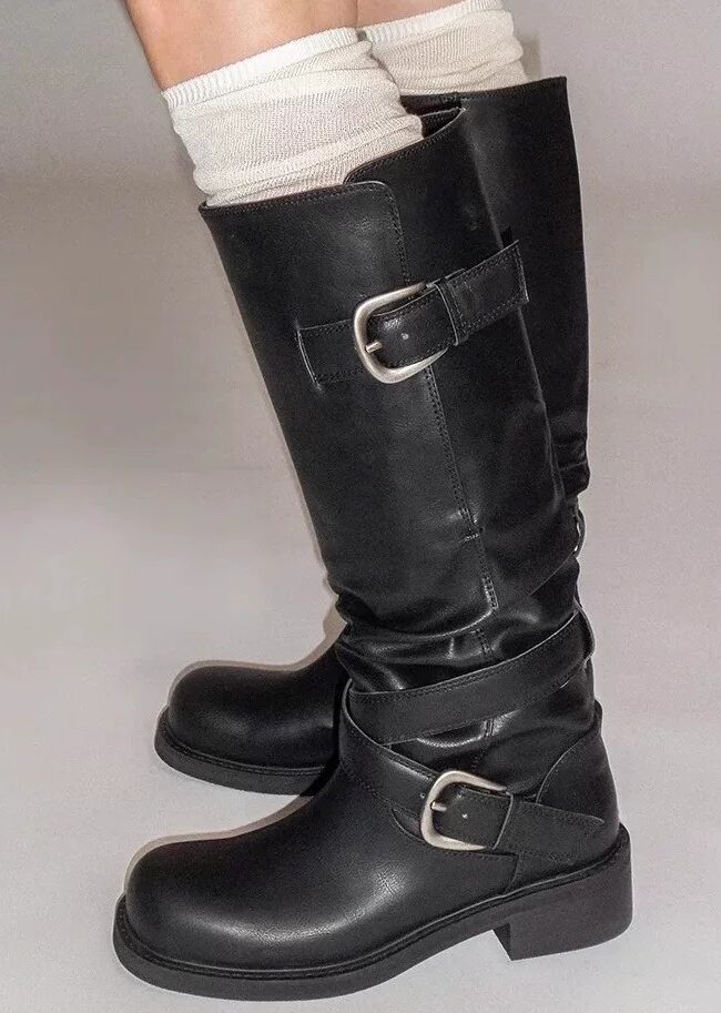 The Noemie Foldable Belt Buckle Boots Detail – La Rose Couture Shoes & Footwear
