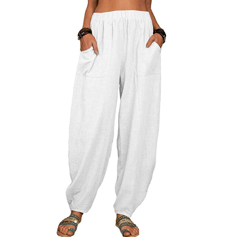 Womens Loose Fit Cotton Harem Pants - Image 2