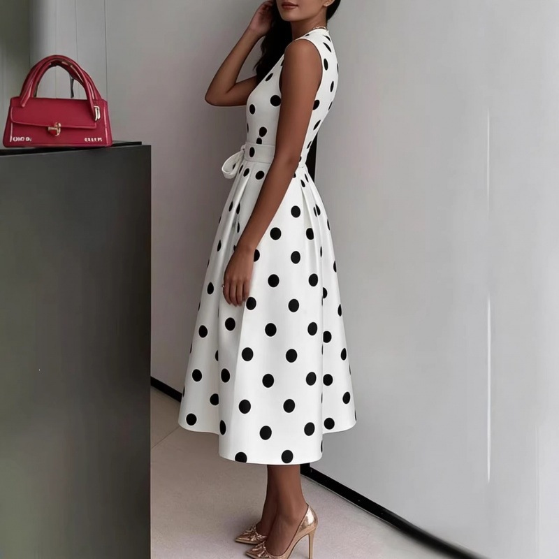 Elegant Polka Dot Slimming Dress - Image 2