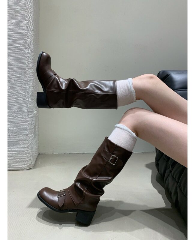 The Astrid Over the Knee Boots for with Chunky Heels Detail – La Rose Couture Shoes & Footwear