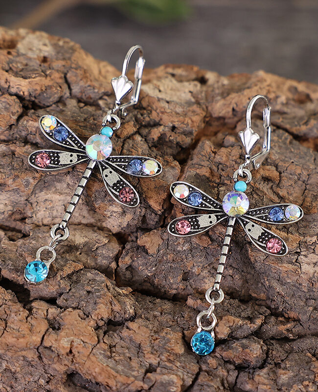 The Marlene Colorful Dragonfly Drop Earrings Vintage Long Electroplated Alloy Detail – La Rose Couture Jewellery & Accessories