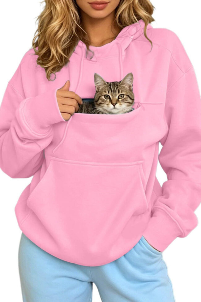 The Marlene Autumn and Winter Warm Hooded Fleece Long Sleeve Sweatshirt with Large Pockets for and Pet Friendly Detail – La Rose Couture Tops & Blouses