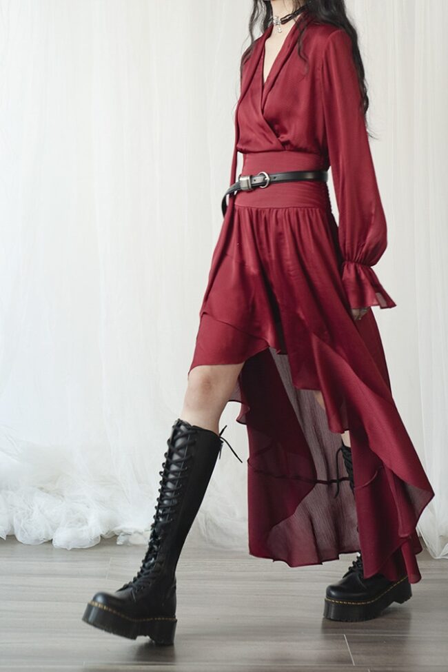 The Manon a Slimming and Powerful Blouse Style Skirt Detail – La Rose Couture Trousers & Skirts
