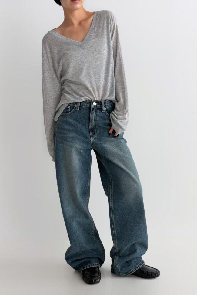 The Diane Mid High Waist Straight Leg Denim Jeans Detail – La Rose Couture Trousers & Skirts
