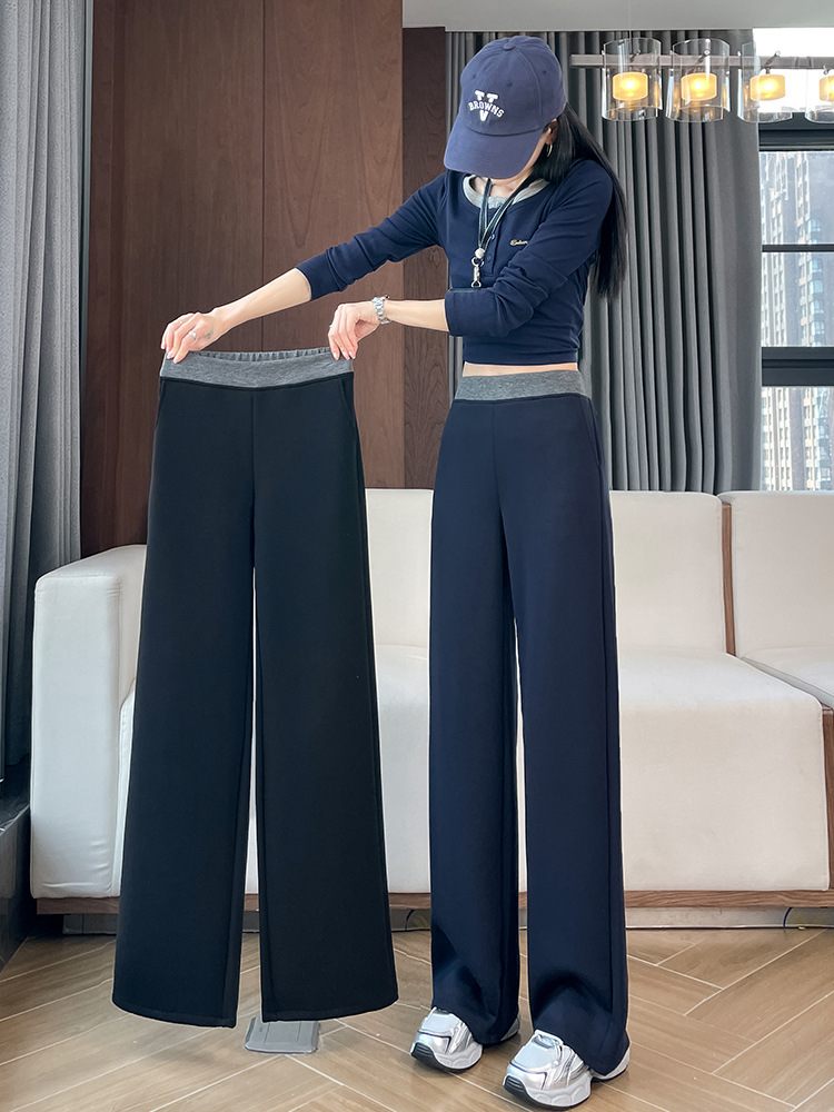 High-Waisted Fleece-Lined Wide-Leg Pants