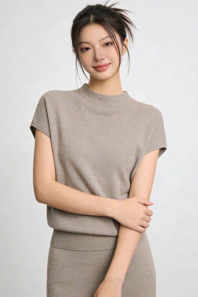 The Audrey Half Turtleneck Knit T Shirt Detail – La Rose Couture Tops & Blouses