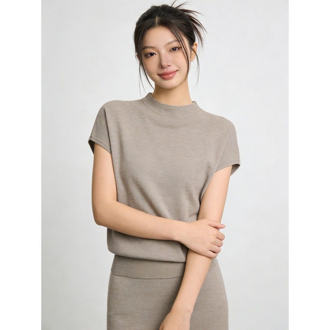 Womens Half Turtleneck Knit T-Shirt - Image 4
