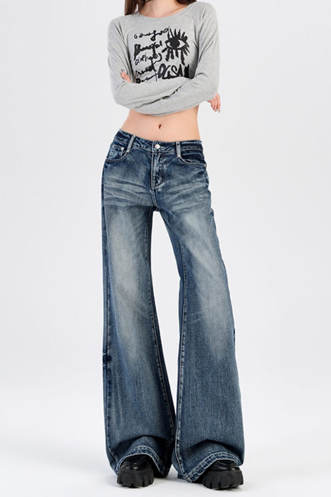 The Celine Retro Distressed Flared Jeans – La Rose Couture Trousers & Skirts