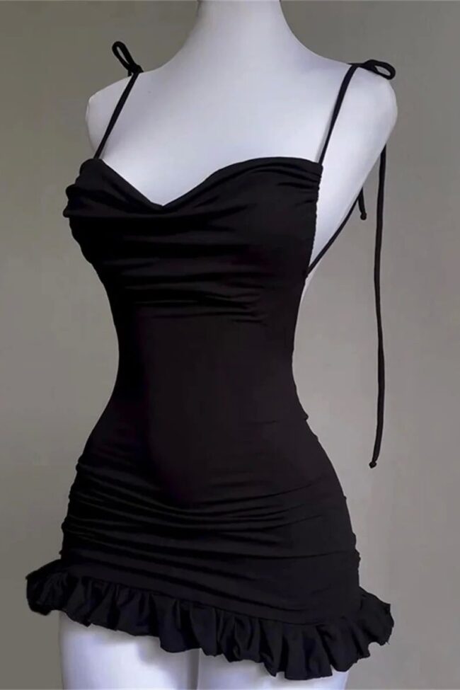 The Nadege Sexy Backless Lace Up Short Dress Detail – La Rose Couture Trousers & Skirts