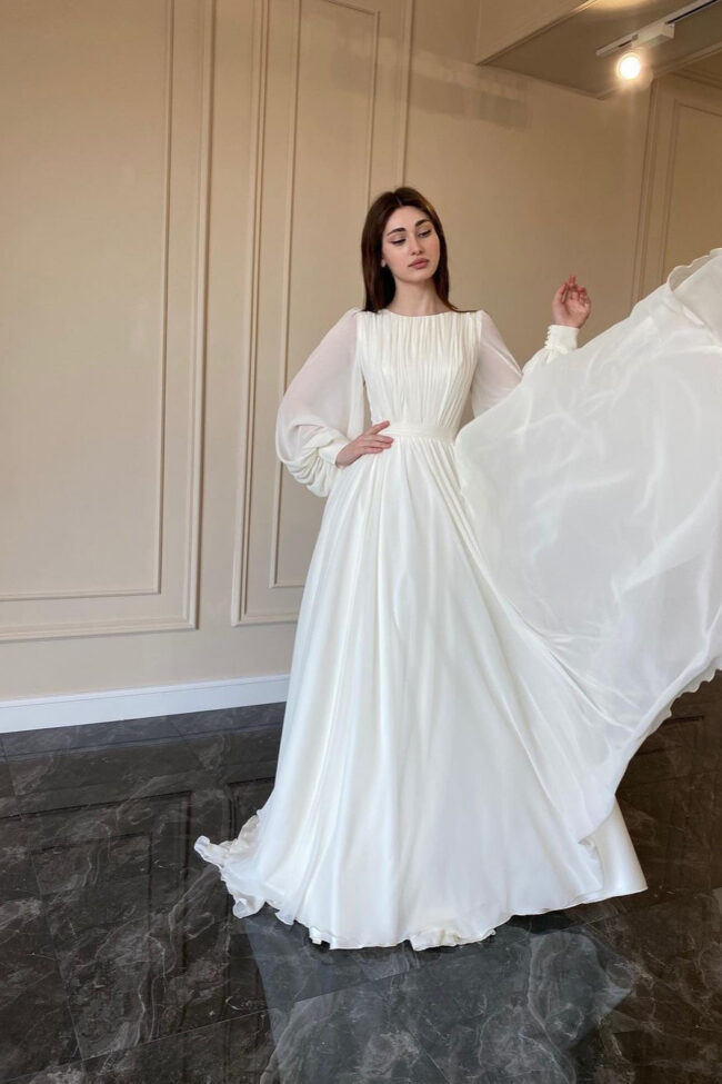 The Daphne French Palace Style Chiffon Flared Princess Dress Detail – La Rose Couture Dresses & Gowns