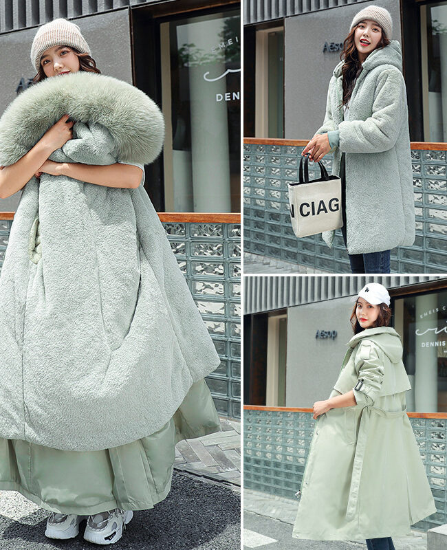 The Cyrielle Long New Winter Over the Knee Cotton Coat Detail – La Rose Couture Coats & Jackets
