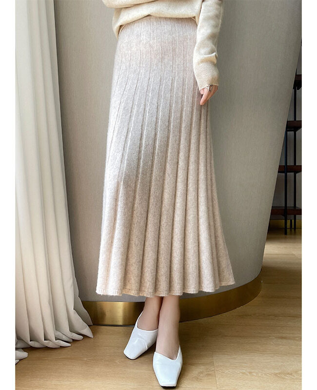 The Cecile Pure Wool Pleated Midi Skirt Detail – La Rose Couture Trousers & Skirts