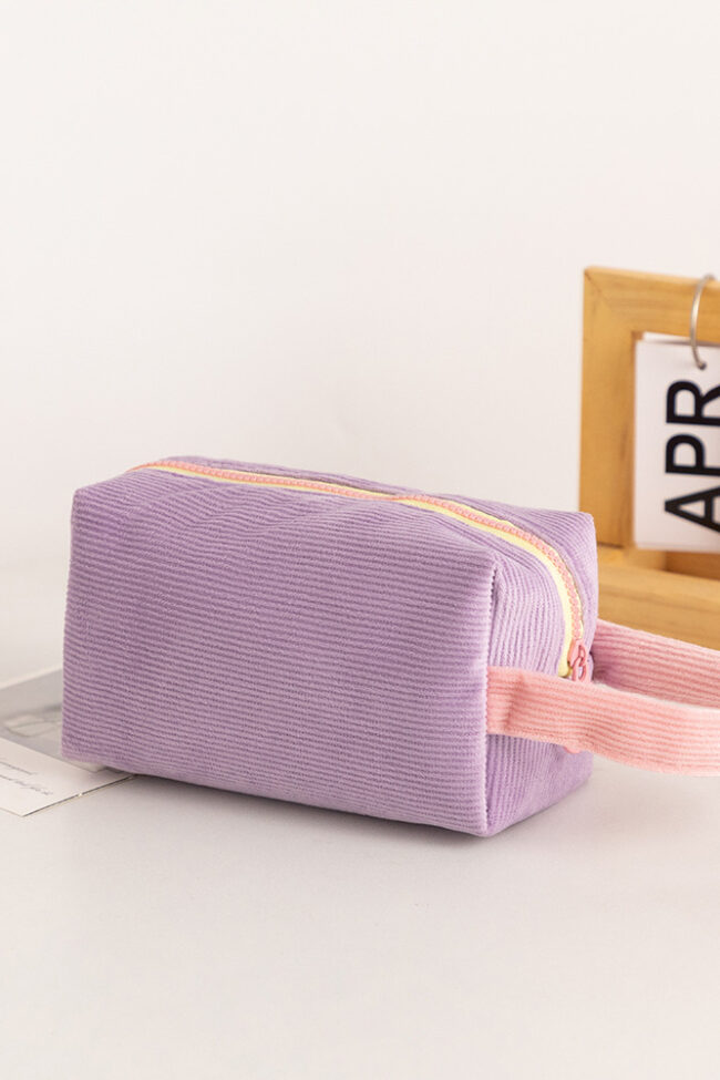 The Apolline Portable Corduroy Cosmetic Bag Large Capacity Handheld Makeup Pouch Detail – La Rose Couture Handbags & Clutches