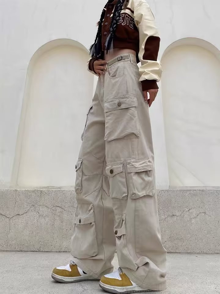 Tall American-style Street Wide-leg Cow Pants Women's High Street Straight Pants