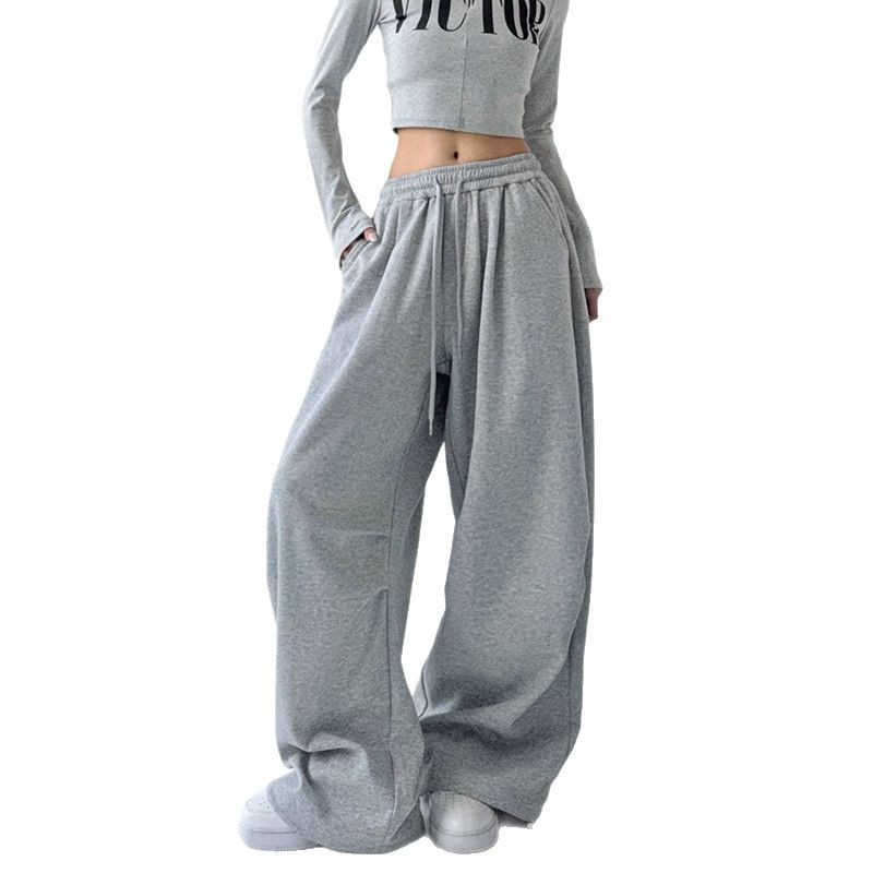 Women's Straight Loose Fleece-Lined Drawstring Casual Pants - Image 5