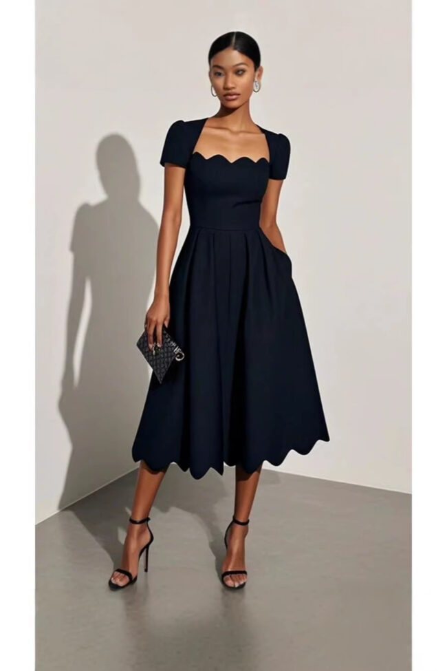 The Faustine Square Neck Digital Print Dress Detail – La Rose Couture Dresses & Gowns