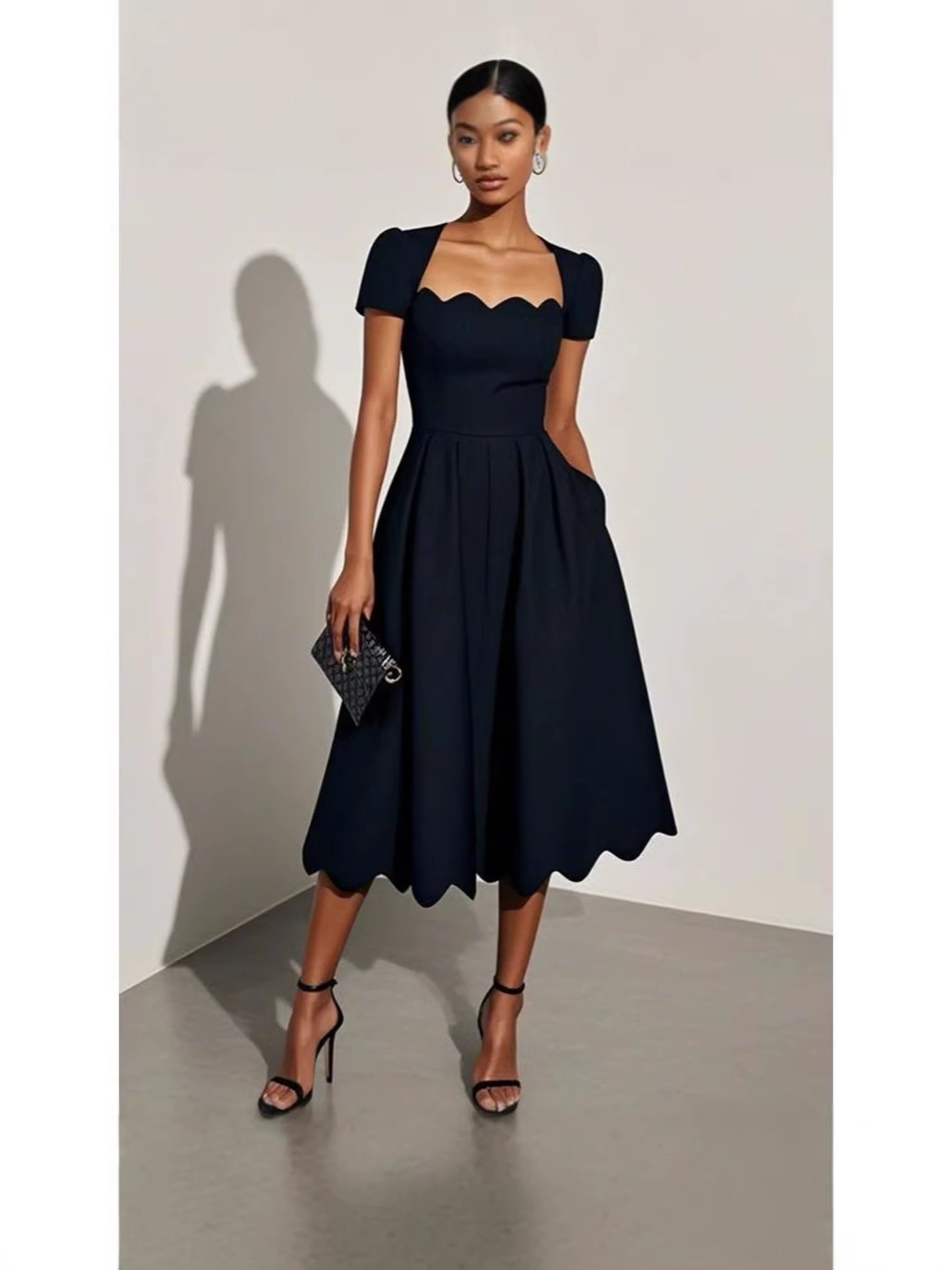 Womens Square Neck Digital Print Dress - Image 4