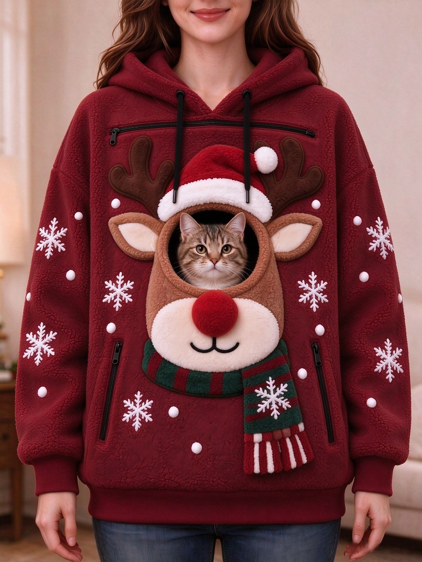 Christmas Hooded Fleece Sweatshirt - Image 2
