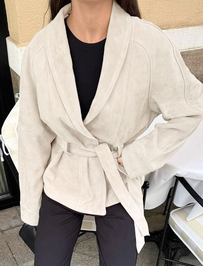The Jeanne Retro Suede Long Sleeve Jacket Detail – La Rose Couture Coats & Jackets