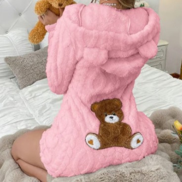 Womens Casual Hooded Plush Jumpsuit - Image 2