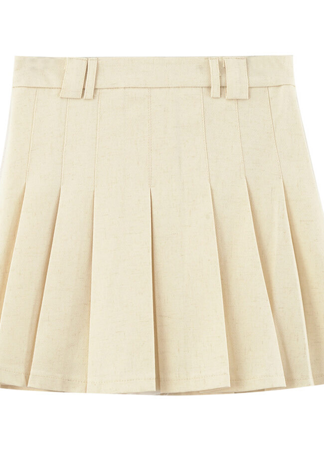 The Marlene Preppy Style a Line Pleated Skirt Detail – La Rose Couture Trousers & Skirts
