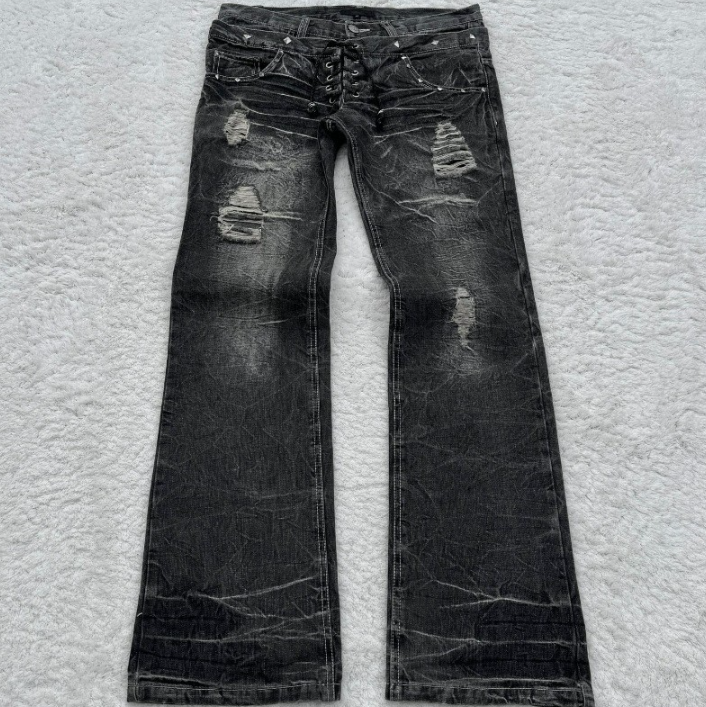 Embroidered Bootcut Low-Waist Jeans