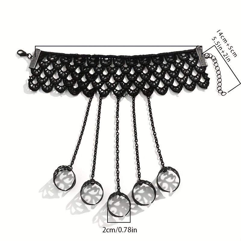 Gothic Ghost Finger Bracelet Punk Cone-Shaped Nail Chain Ring Black - Image 2